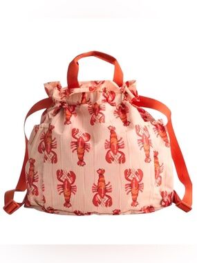 VERA BRADLEY WOMENS RIPSTOP DELUXE DRAWSTRING BACKPACK LOBSTER CLAUSE
